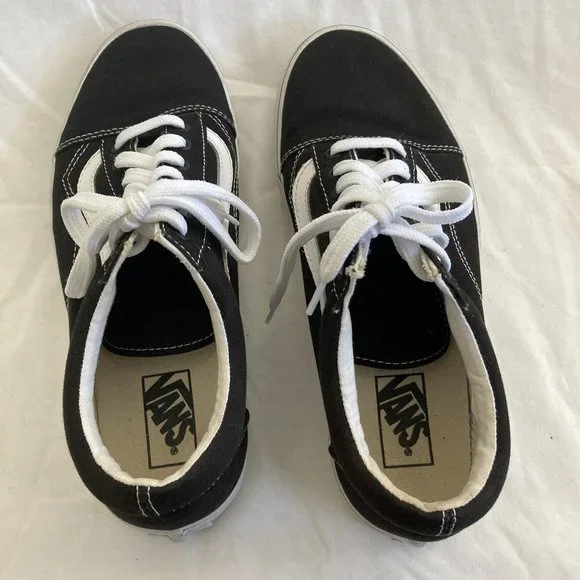 Vans Classic Black Canvas Old Skool Shoes Size M 9 1/2 W 11 - Picture 3 of 7